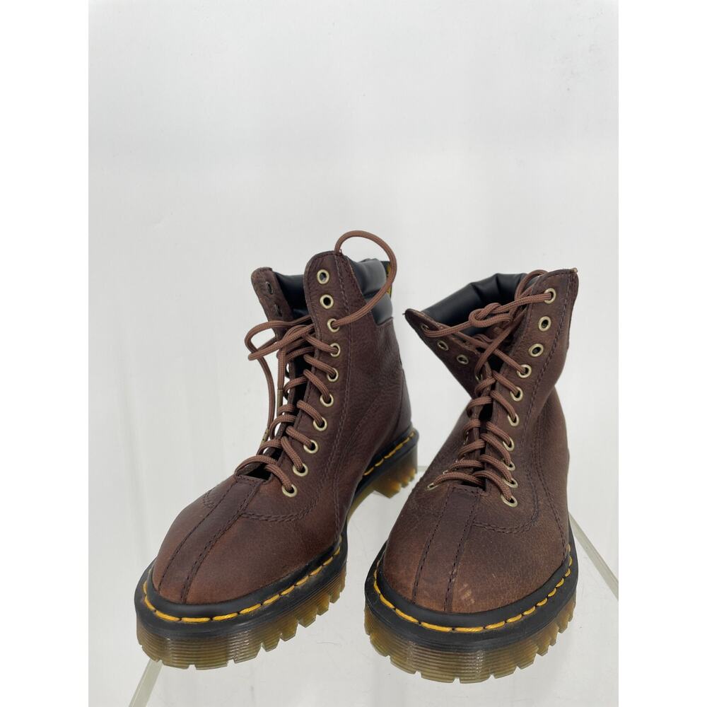 Dr Martens Santo Leather Padded Collar Boots Mens 5 Ladies 6 Brown Air Cushioned